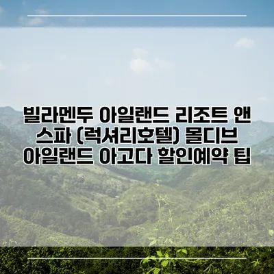 빌라멘두 아일랜드 리조트 앤 스파 (럭셔리호텔) 몰디브 아일랜드 아고다 할인예약 팁