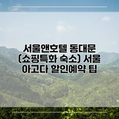 서울앤호텔 동대문 (쇼핑특화 숙소) 서울 아고다 할인예약 팁