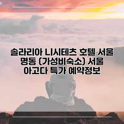 솔라리아 니시테츠 호텔 서울 명동 (가성비숙소) 서울 아고다 특가 예약정보