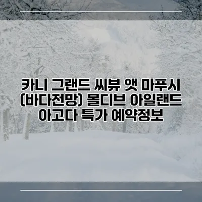 카니 그랜드 씨뷰 앳 마푸시 (바다전망) 몰디브 아일랜드 아고다 특가 예약정보
