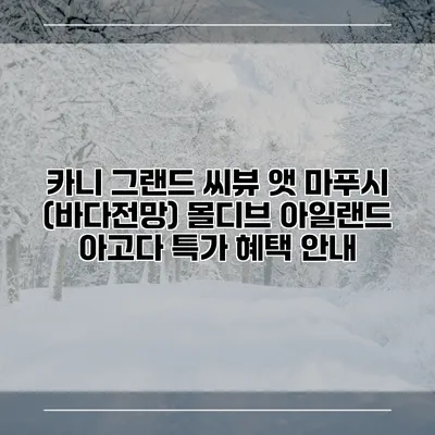 카니 그랜드 씨뷰 앳 마푸시 (바다전망) 몰디브 아일랜드 아고다 특가 혜택 안내