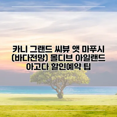 카니 그랜드 씨뷰 앳 마푸시 (바다전망) 몰디브 아일랜드 아고다 할인예약 팁