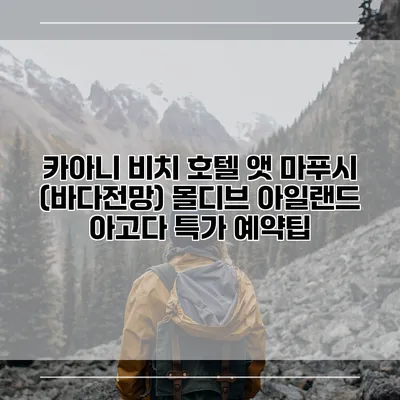 카아니 비치 호텔 앳 마푸시 (바다전망) 몰디브 아일랜드 아고다 특가 예약팁
