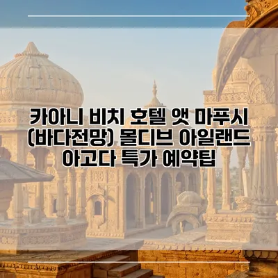카아니 비치 호텔 앳 마푸시 (바다전망) 몰디브 아일랜드 아고다 특가 예약팁