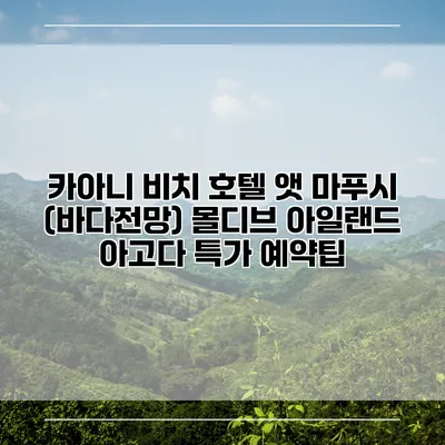 카아니 비치 호텔 앳 마푸시 (바다전망) 몰디브 아일랜드 아고다 특가 예약팁