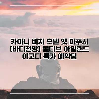 카아니 비치 호텔 앳 마푸시 (바다전망) 몰디브 아일랜드 아고다 특가 예약팁