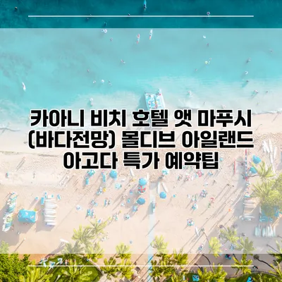 카아니 비치 호텔 앳 마푸시 (바다전망) 몰디브 아일랜드 아고다 특가 예약팁