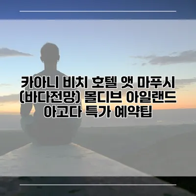 카아니 비치 호텔 앳 마푸시 (바다전망) 몰디브 아일랜드 아고다 특가 예약팁