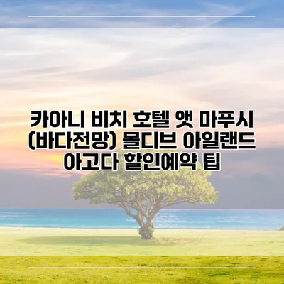카아니 비치 호텔 앳 마푸시 (바다전망) 몰디브 아일랜드 아고다 할인예약 팁