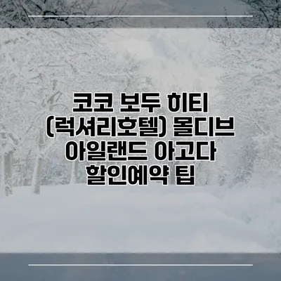 코코 보두 히티 (럭셔리호텔) 몰디브 아일랜드 아고다 할인예약 팁