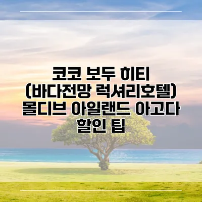 코코 보두 히티 (바다전망 럭셔리호텔) 몰디브 아일랜드 아고다 할인 팁