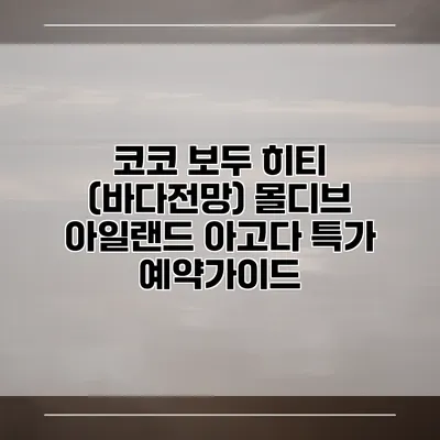 코코 보두 히티 (바다전망) 몰디브 아일랜드 아고다 특가 예약가이드