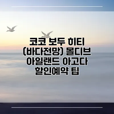 코코 보두 히티 (바다전망) 몰디브 아일랜드 아고다 할인예약 팁