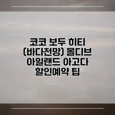 코코 보두 히티 (바다전망) 몰디브 아일랜드 아고다 할인예약 팁