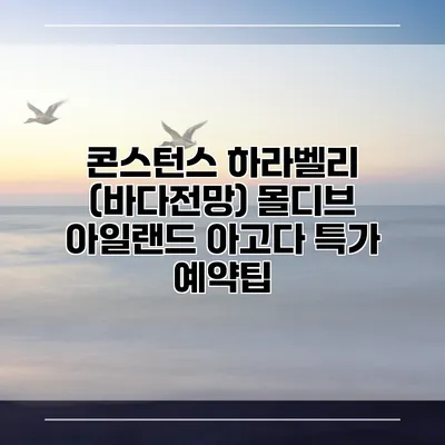 콘스턴스 하라벨리 (바다전망) 몰디브 아일랜드 아고다 특가 예약팁
