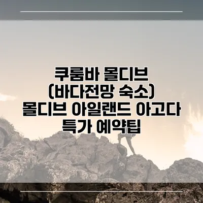 쿠룸바 몰디브 (바다전망 숙소) 몰디브 아일랜드 아고다 특가 예약팁