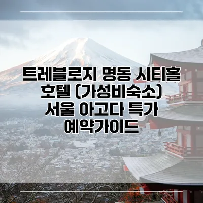 트레블로지 명동 시티홀 호텔 (가성비숙소) 서울 아고다 특가 예약가이드