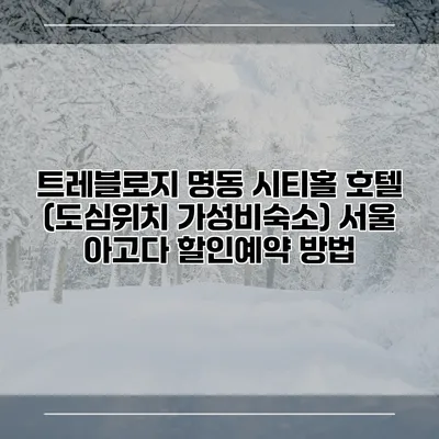 트레블로지 명동 시티홀 호텔 (도심위치 가성비숙소) 서울 아고다 할인예약 방법