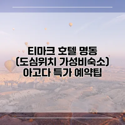 티마크 호텔 명동 (도심위치 가성비숙소) 아고다 특가 예약팁