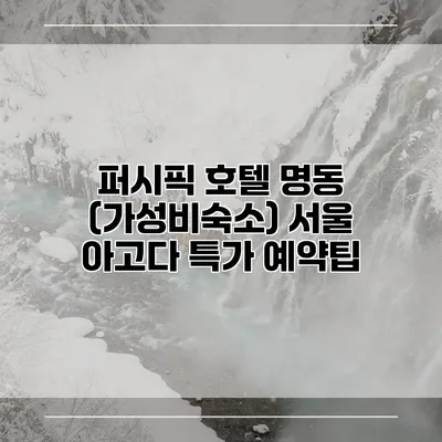 퍼시픽 호텔 명동 (가성비숙소) 서울 아고다 특가 예약팁