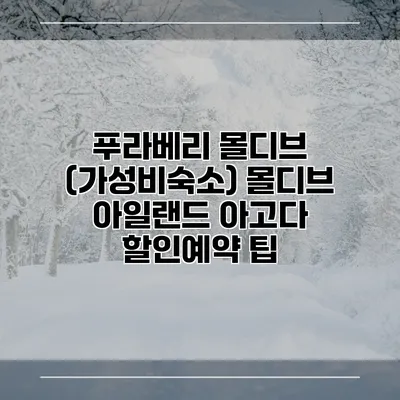 푸라베리 몰디브 (가성비숙소) 몰디브 아일랜드 아고다 할인예약 팁