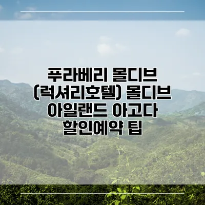 푸라베리 몰디브 (럭셔리호텔) 몰디브 아일랜드 아고다 할인예약 팁
