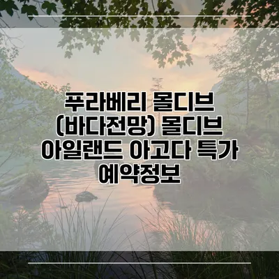 푸라베리 몰디브 (바다전망) 몰디브 아일랜드 아고다 특가 예약정보