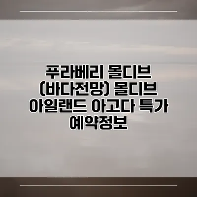 푸라베리 몰디브 (바다전망) 몰디브 아일랜드 아고다 특가 예약정보