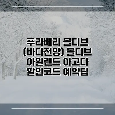 푸라베리 몰디브 (바다전망) 몰디브 아일랜드 아고다 할인코드 예약팁