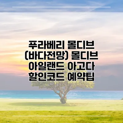 푸라베리 몰디브 (바다전망) 몰디브 아일랜드 아고다 할인코드 예약팁
