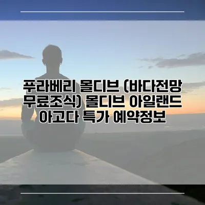 푸라베리 몰디브 (바다전망 무료조식) 몰디브 아일랜드 아고다 특가 예약정보