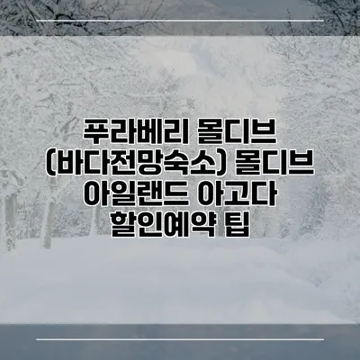 푸라베리 몰디브 (바다전망숙소) 몰디브 아일랜드 아고다 할인예약 팁