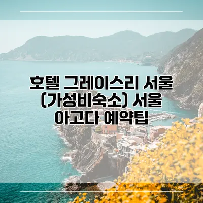 호텔 그레이스리 서울 (가성비숙소) 서울 아고다 예약팁
