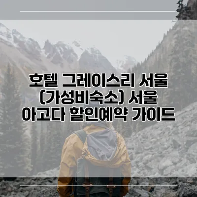호텔 그레이스리 서울 (가성비숙소) 서울 아고다 할인예약 가이드