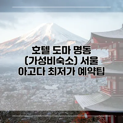 호텔 도마 명동 (가성비숙소) 서울 아고다 최저가 예약팁