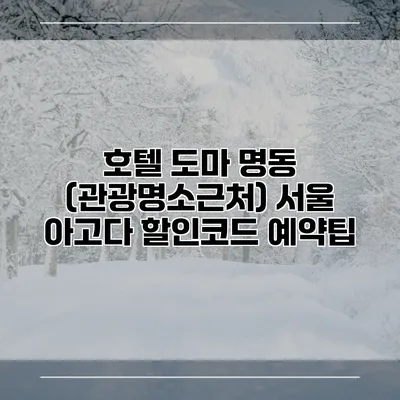 호텔 도마 명동 (관광명소근처) 서울 아고다 할인코드 예약팁