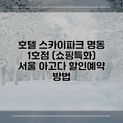 호텔 스카이파크 명동 1호점 (쇼핑특화) 서울 아고다 할인예약 방법