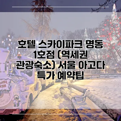 호텔 스카이파크 명동 1호점 (역세권 관광숙소) 서울 아고다 특가 예약팁