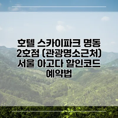 호텔 스카이파크 명동 2호점 (관광명소근처) 서울 아고다 할인코드 예약법
