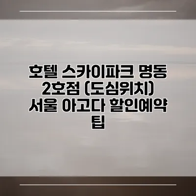 호텔 스카이파크 명동 2호점 (도심위치) 서울 아고다 할인예약 팁