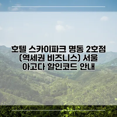 호텔 스카이파크 명동 2호점 (역세권 비즈니스) 서울 아고다 할인코드 안내