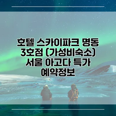 호텔 스카이파크 명동 3호점 (가성비숙소) 서울 아고다 특가 예약정보