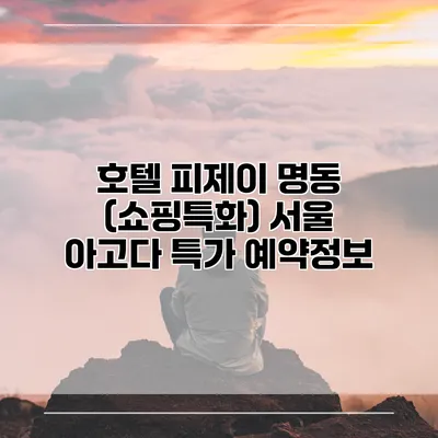 호텔 피제이 명동 (쇼핑특화) 서울 아고다 특가 예약정보
